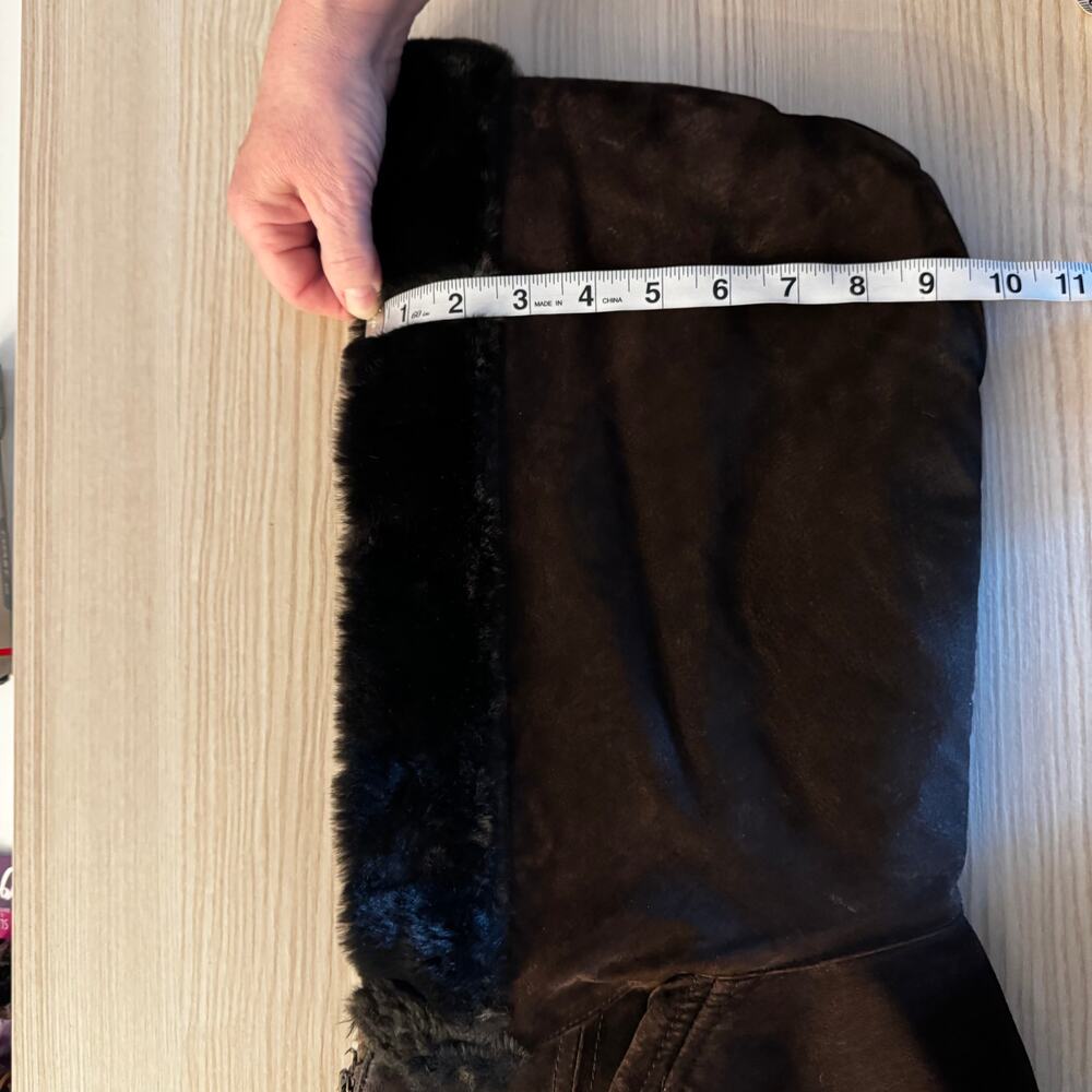 Jones New York | Leather and Faux Sherling Coat with Hood size L - Picture 13 of 16
